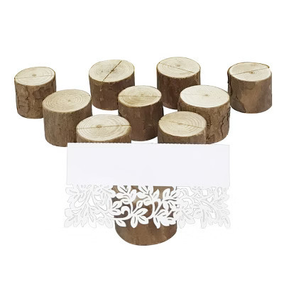 Wrapables Rustic Wooden Place-Card Holders with Table Name Place Cards for Wedding, Parties, Holidays, Special Events Table Decor (Set of 10) | Target