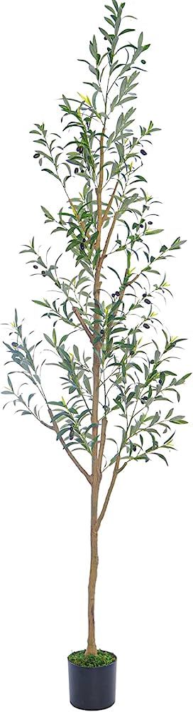 7.6FT (92'') Olive Tall Skinny Artificial Plants for Home Indoor, Fake Potted Olive Silk Tree for Mo | Amazon (US)