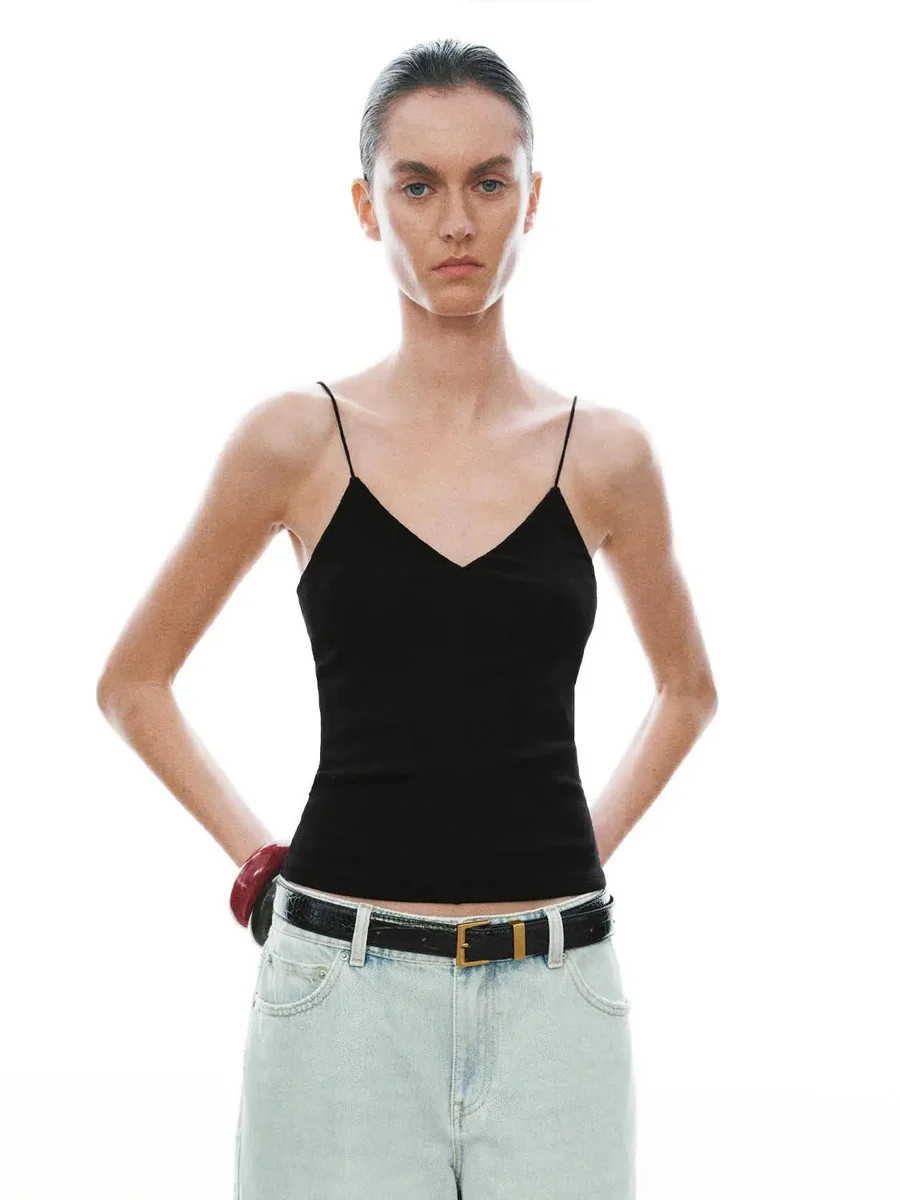 Cotton Blend Strappy Slim Fit Everyday Tank Top | Urban Revivo