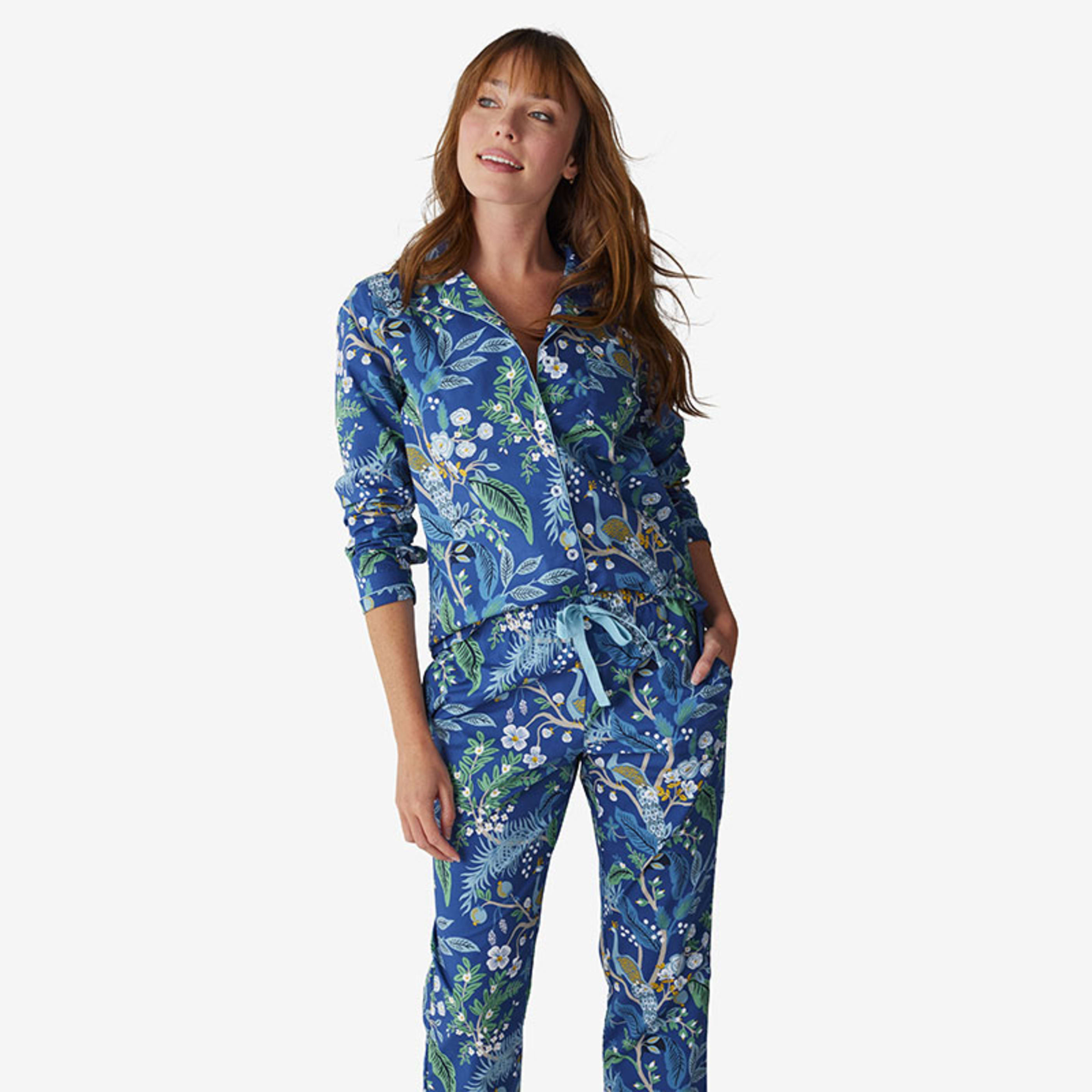 Poplin Women's Pajama Set - Peacock, XS | The Company Store