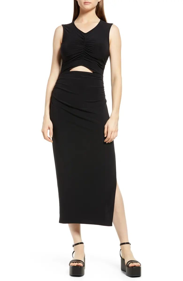 Cutout Ruched Midi Dress | Nordstrom