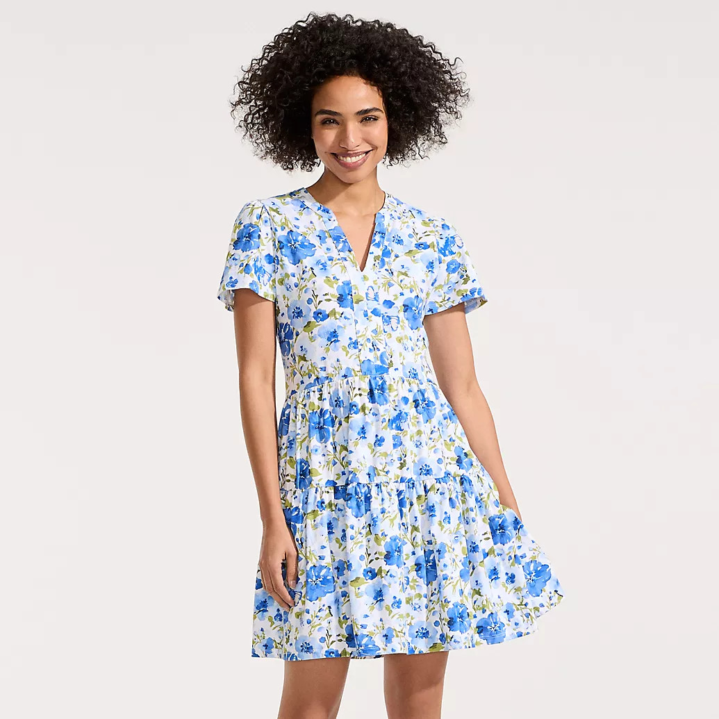 Women's Cotton Jersey Tiered Mini Dress | Lands' End (US)