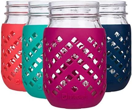 JarJackets Silicone Mason Jar Sleeve - Fits 16oz (1 pint) REGULAR-Mouth Jars | Package of 4 (Mult... | Amazon (US)