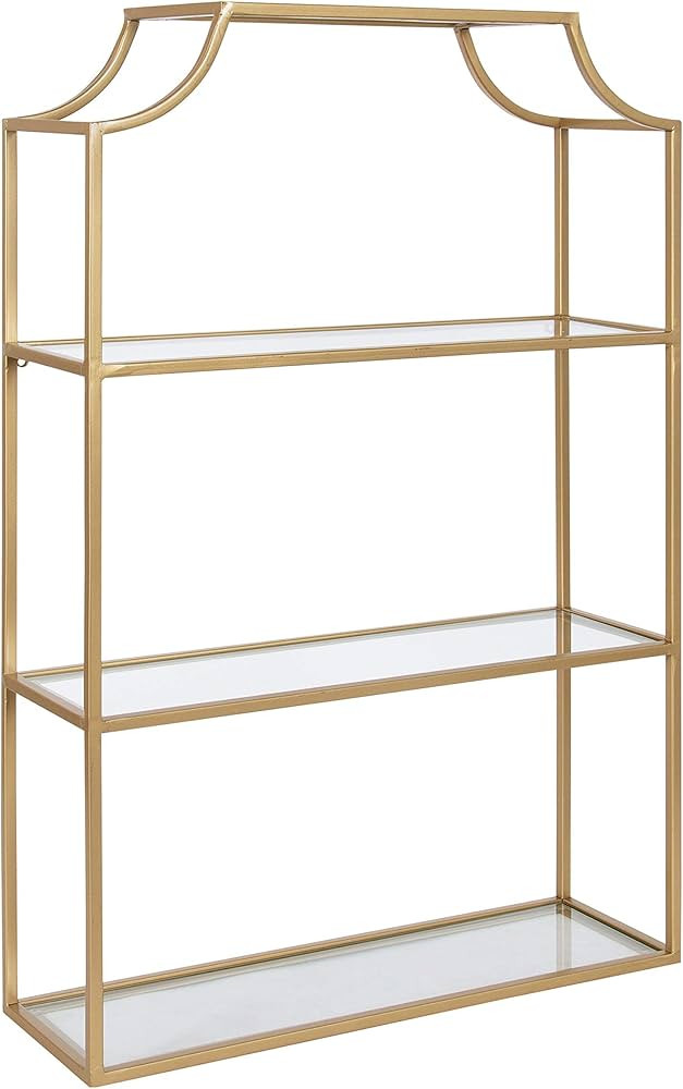 Kate and Laurel Ciel Glam 3-Tier Scalloped Wall Shelf, 20 x 30, Gold, Modern Shelving with Glass ... | Amazon (US)