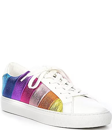 Kurt Geiger London Lane Stripe Crinkle Metallic Rainbow Sneakers - 40.5(9.5) | Dillard's