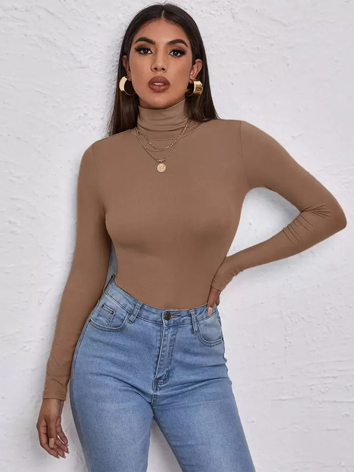 SHEIN BIZwear High Neck Form Fitted Top Workwear | SHEIN