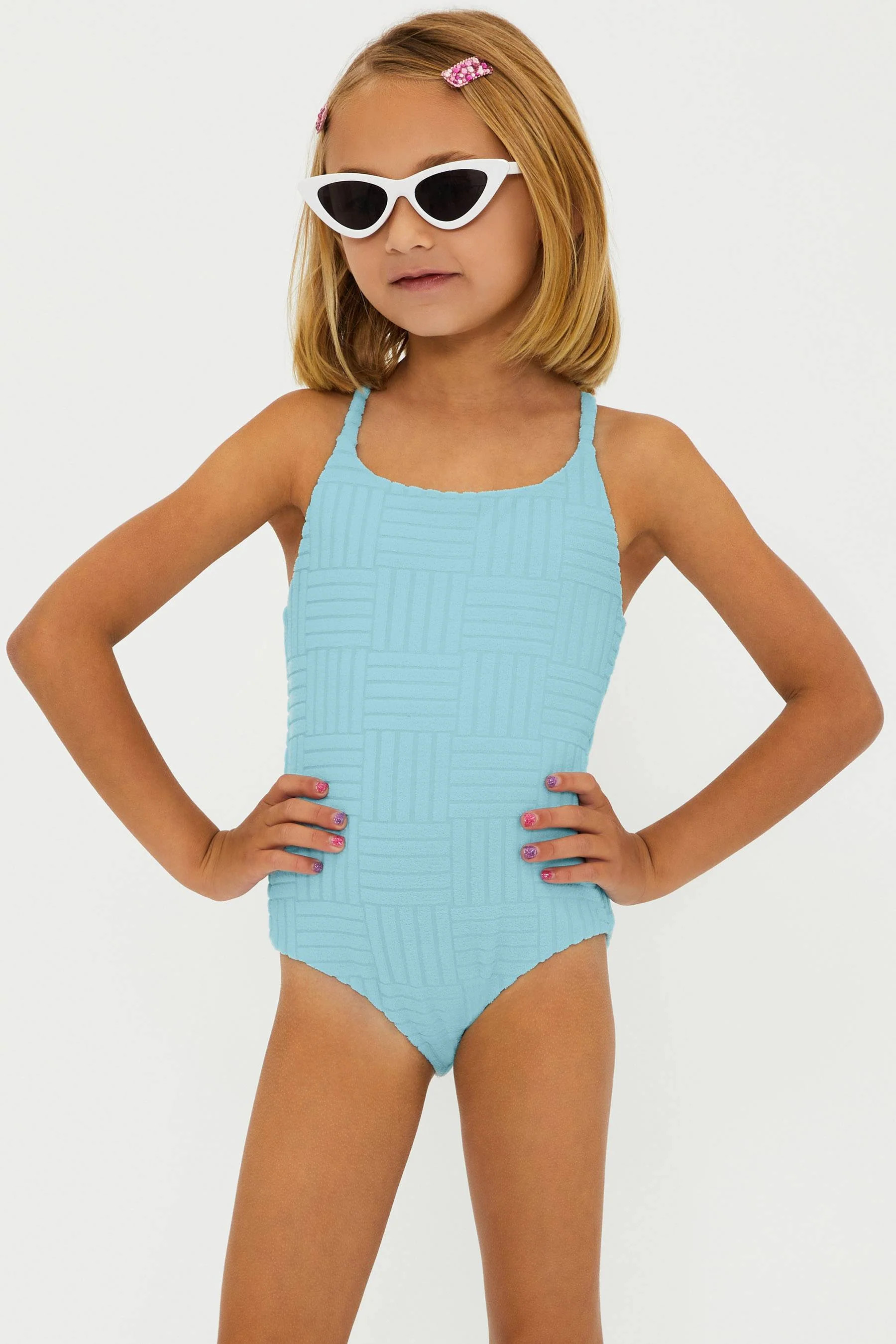 Little Julia One Piece Blueberry Ice Terry | Girls Swimsuit | Beach Riot | Beach Riot