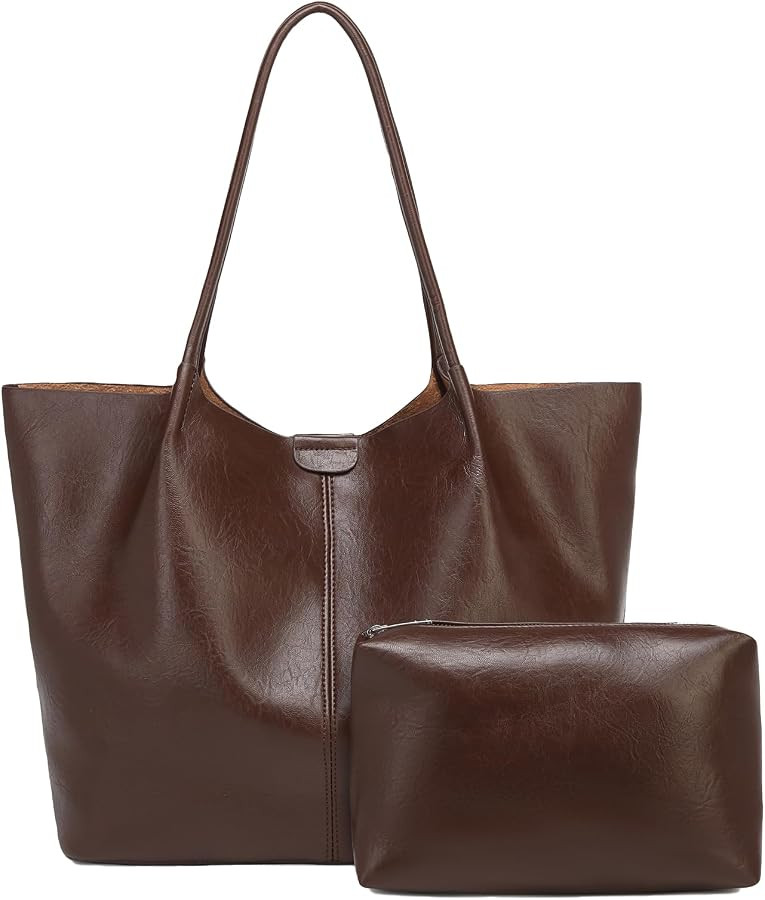 Tote Bag For Women Large Capacity Soft Leather Purse With Interior Pouch Multi-Use For Daily Comm... | Amazon (US)