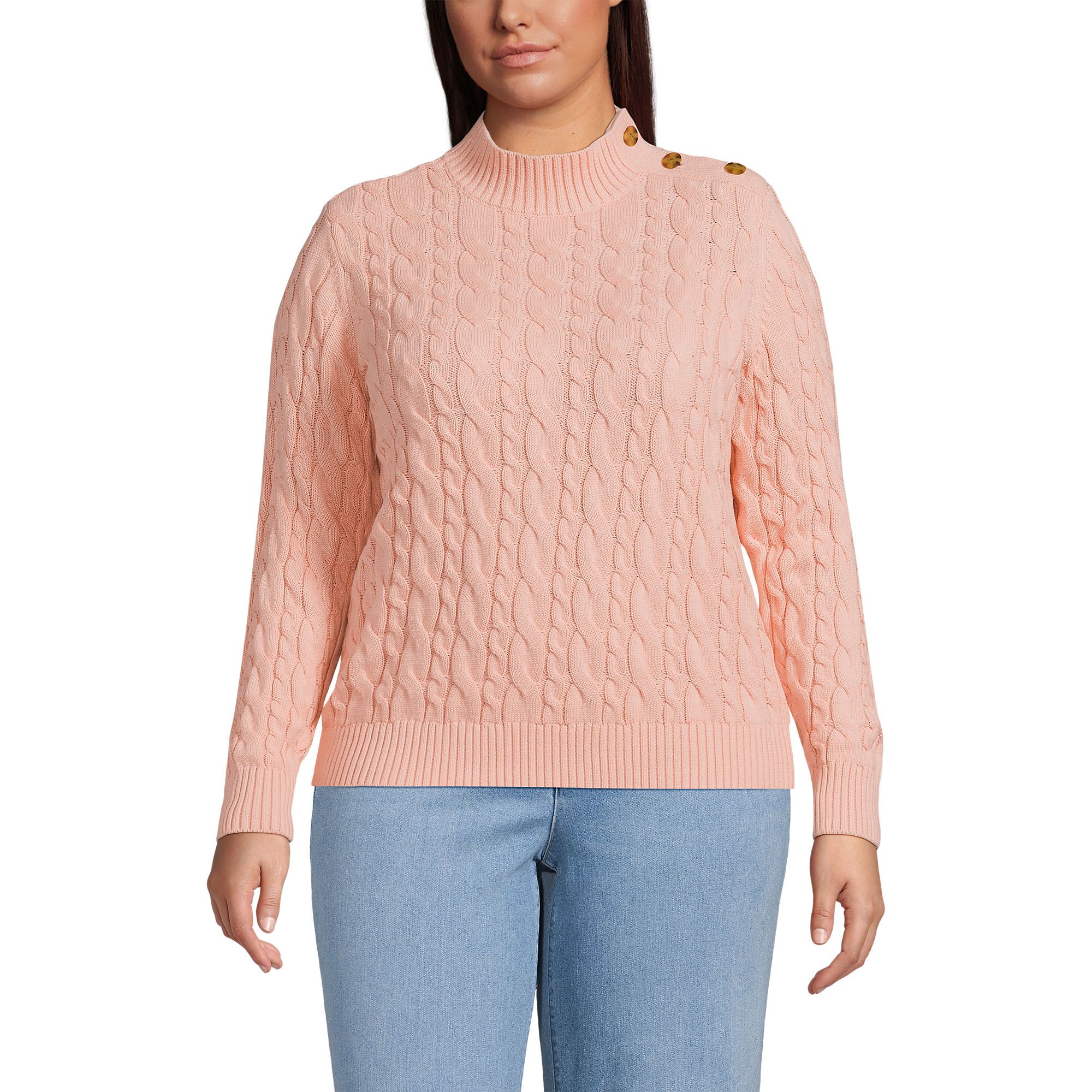 Women's Plus Size Drifter Button Shoulder Sweater | Lands' End (US)