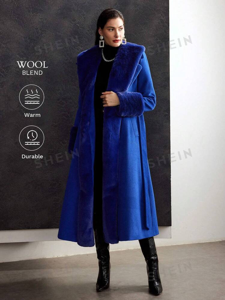 MOTF PREMIUM WOOL-BLEND FAUX FUR COAT | SHEIN | SHEIN