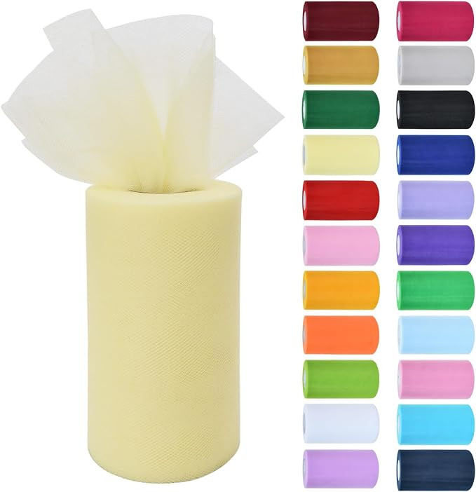 Light Yellow Tulle Fabric Rolls 6 Inch by 50 Yards (150 feet) Fabric Spool Tulle Ribbon for DIY T... | Amazon (US)