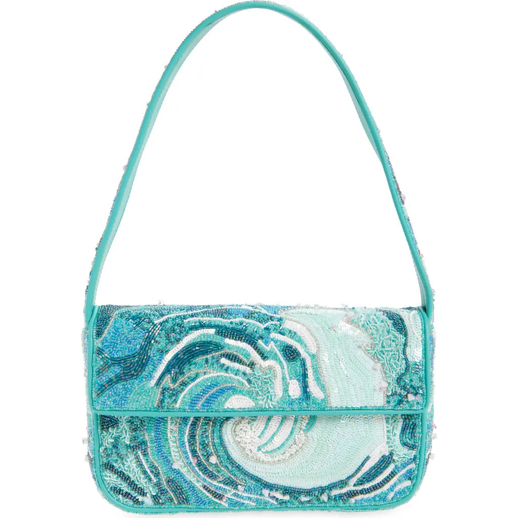 STAUD Tommy Beaded Shoulder Bag in Tidal Wave at Nordstrom | Nordstrom