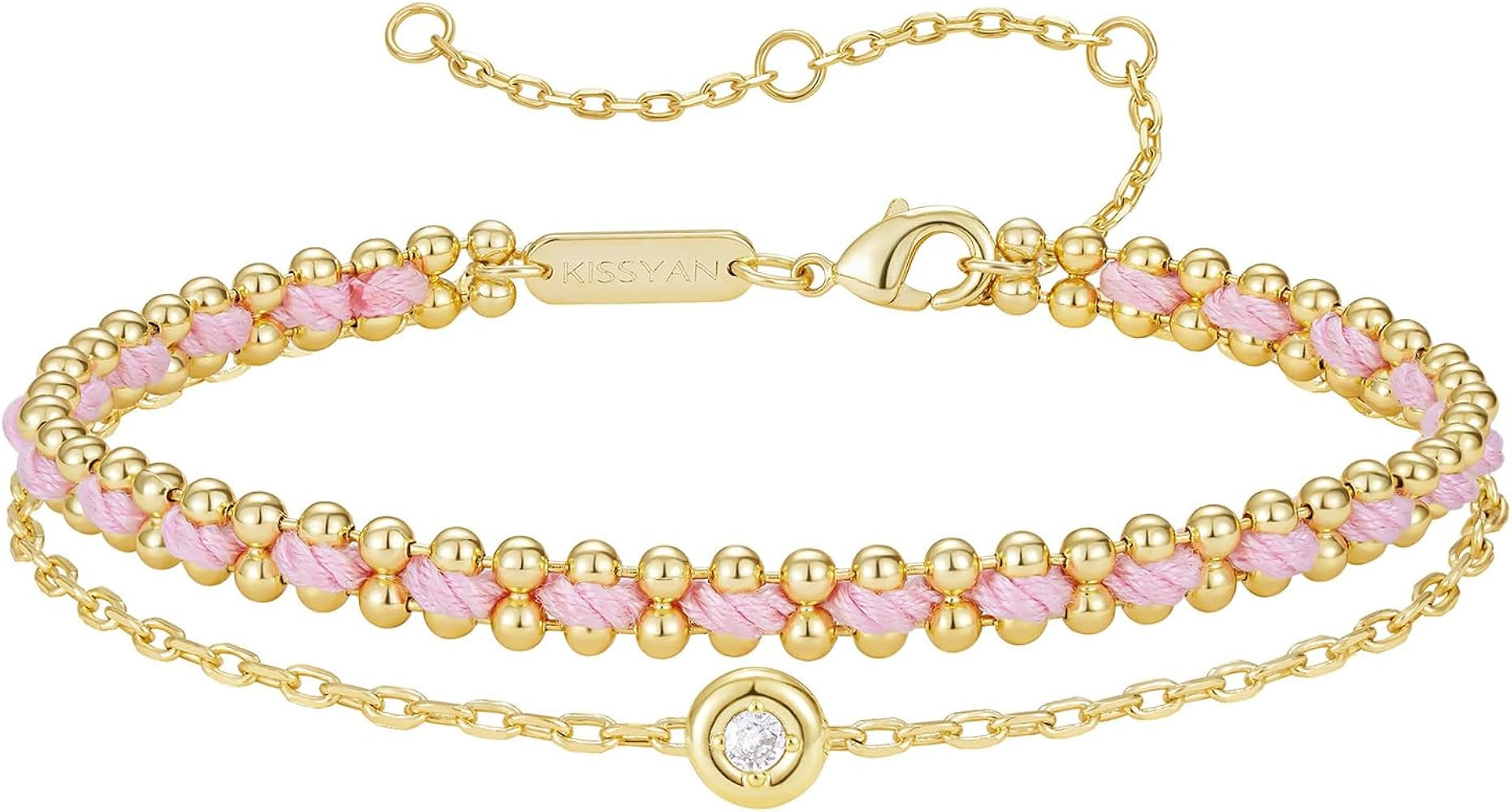 KissYan Christmas Gold Bracelet for Women, Layered Sports Stack Bracelet, 14K Gold Plated Link Br... | Amazon (US)