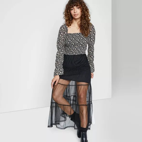 Women's Floral Print Puff Long Sleeve Smocked Milkmaid Top - Wild Fable™ | Target