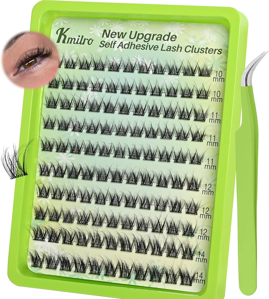 Kmilro Self Adhesive Eyelashes 10-14mm Wispy Lash Clusters Pre-Glued No Glue Needed Reusable Wate... | Amazon (US)