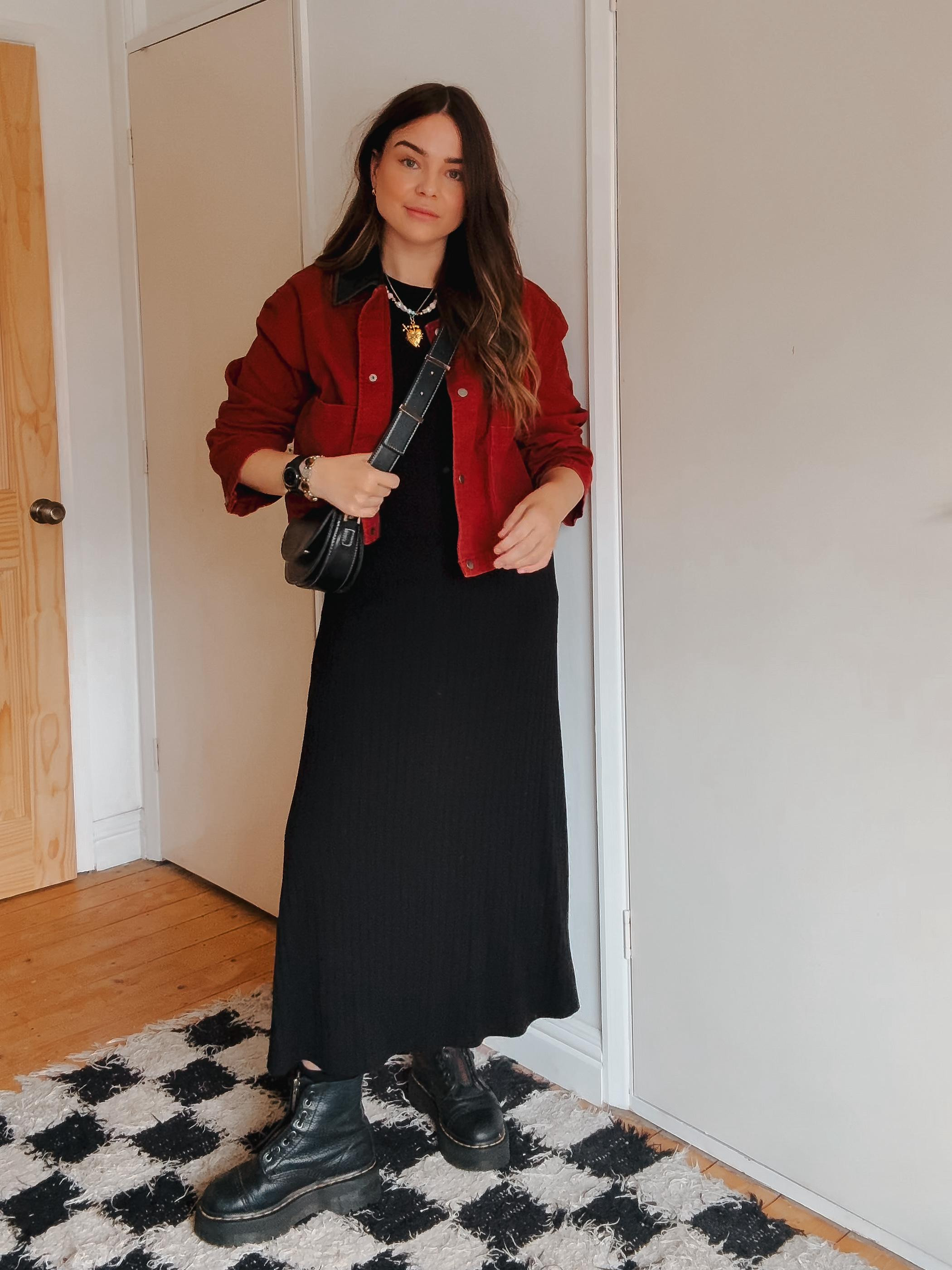 Autumn outfit idea, ASOS, Dr Martens Sinclair boots, leather platform boots, maxi dress, cropped jacket, crossbody bag  

 #LTKuk #LTKautumn #LTKeurope