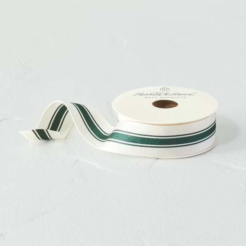 30' Engineered Stripe Woven Gift Ribbon - Hearth & Hand™ with Magnolia | Target