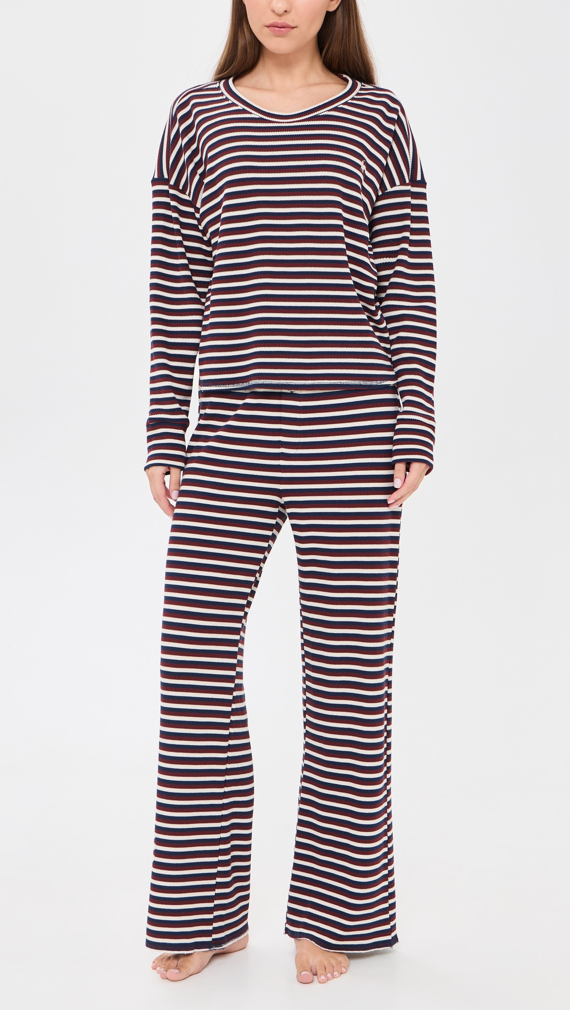 Polo Ralph Lauren Sleep Club Waffle Knit Pajama Set Cooper Yd Stripe XXS | Shopbop