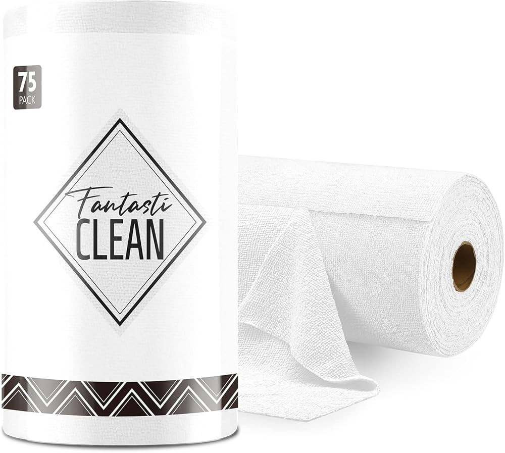 Fantasticlean Microfiber Cleaning Cloth Roll -75 Pack, Tear Away Towels, 12" x 12", Reusable Wash... | Amazon (US)