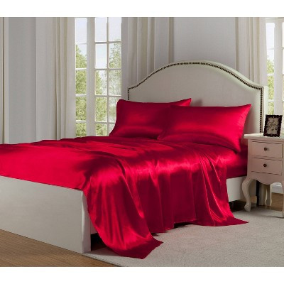 Queen Satin Sheet Set Red - Belles & Whistles | Target