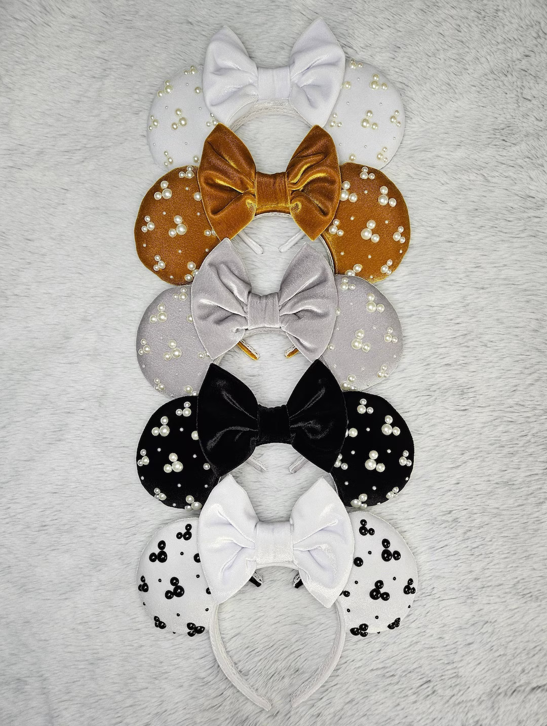 Velvet Pearl Minnie Mouse Ears - Etsy | Etsy (US)