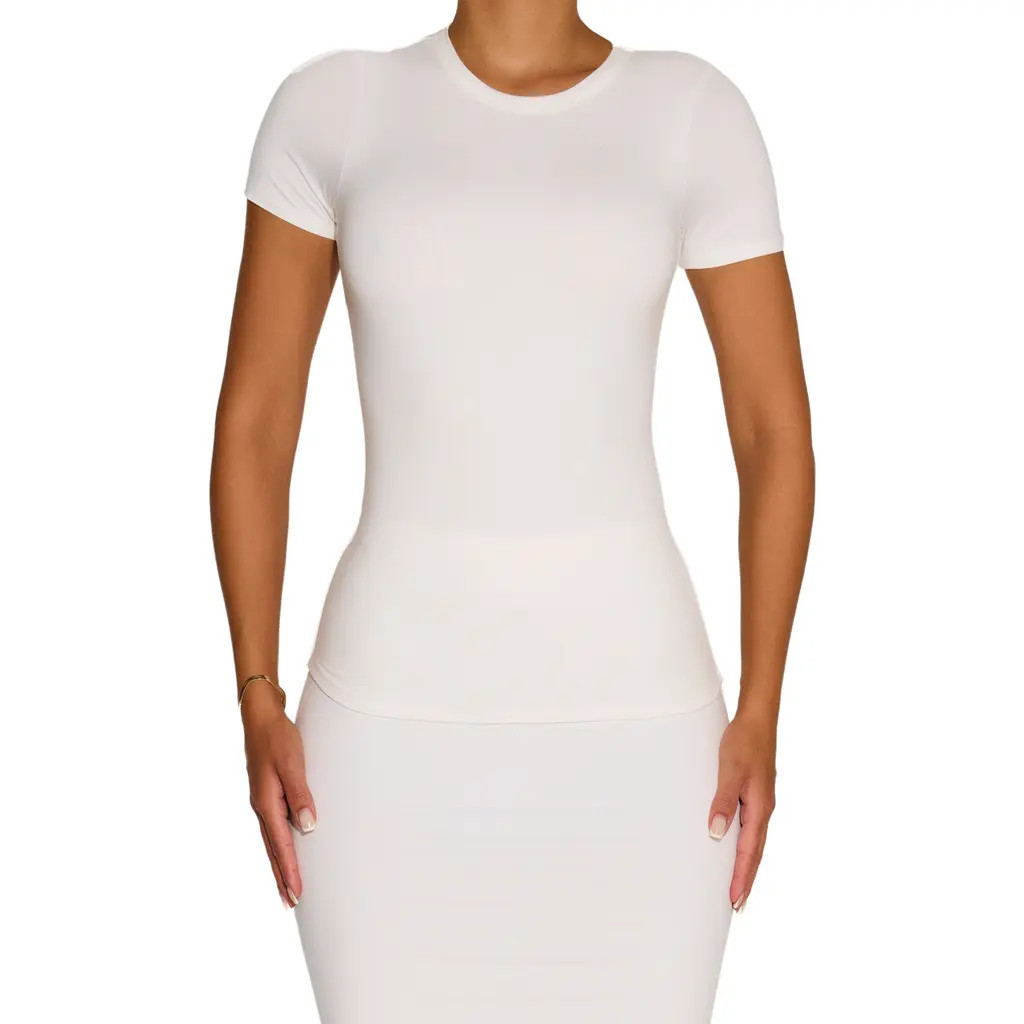 N BY NAKED WARDROBE Bare Short Sleeve Crew Top in White at Nordstrom Rack, Size Small | Nordstrom Rack