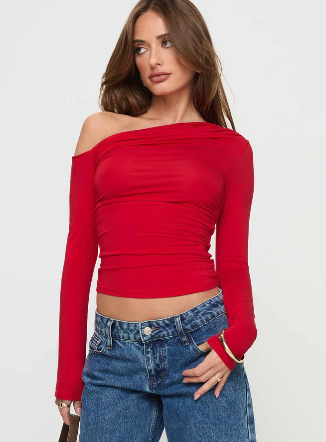 Beller Long Sleeve Top Red | Princess Polly US