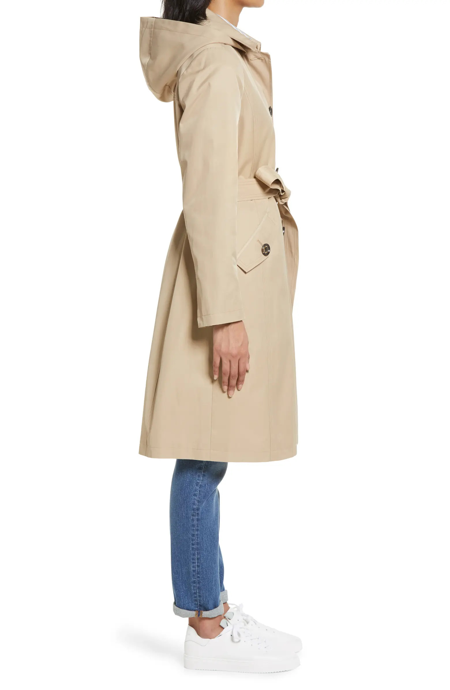 Water Repellent Belted Trench Coat with Removable Hood | Nordstrom