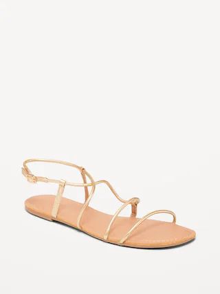 Faux-Leather Asymmetric Strappy Sandals for Women | Old Navy (US)