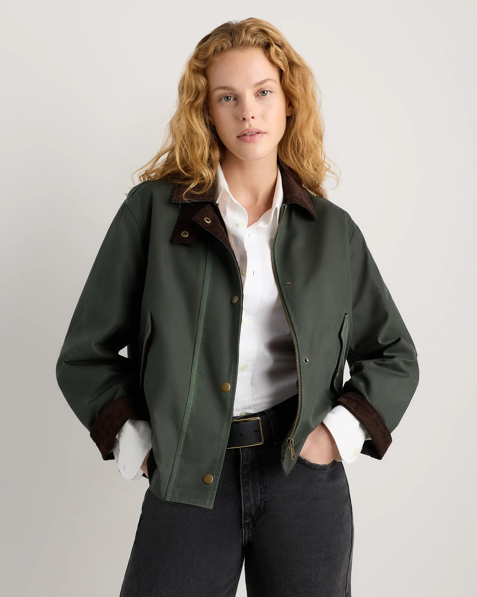 Organic Waxed Cotton Cropped Barn Jacket | Quince