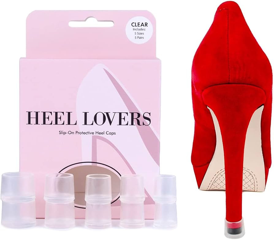 Heel Lovers Protective Heel Caps, 5 Pairs, Clear, Noise Reducing, Slip-On, Durable Rubber | Amazon (US)