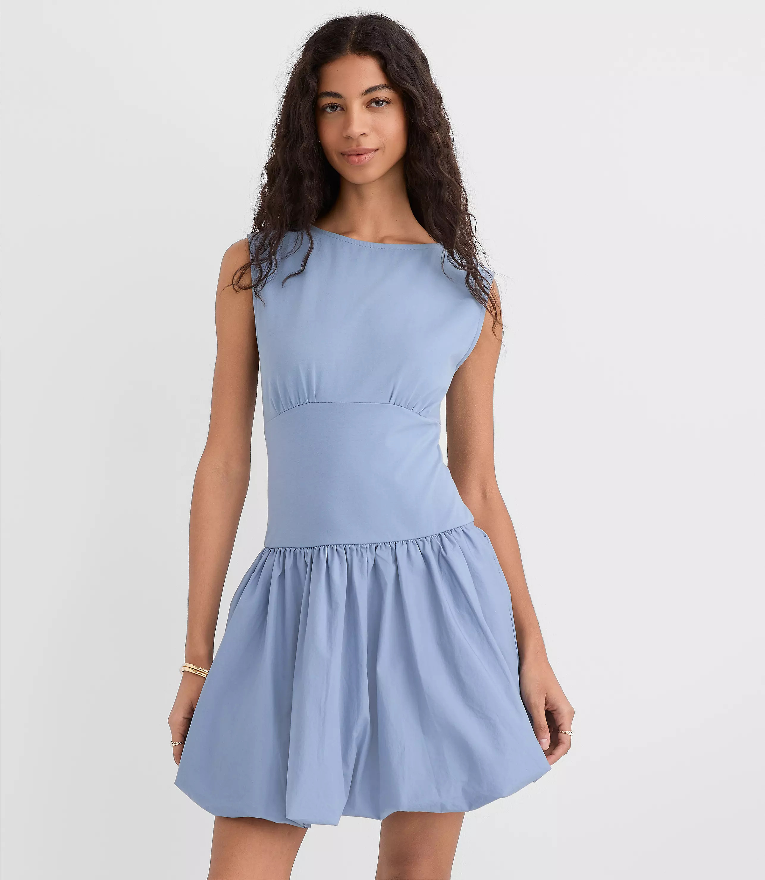 Mixed Media Bubble Dress | LOFT