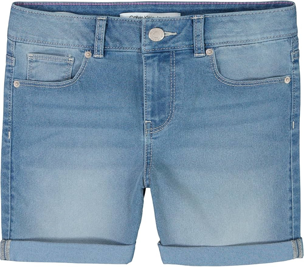 Calvin Klein Girls' Jean Shorts, Stretch Denim, Boyfriend Fit, Mid to High Rise | Amazon (US)