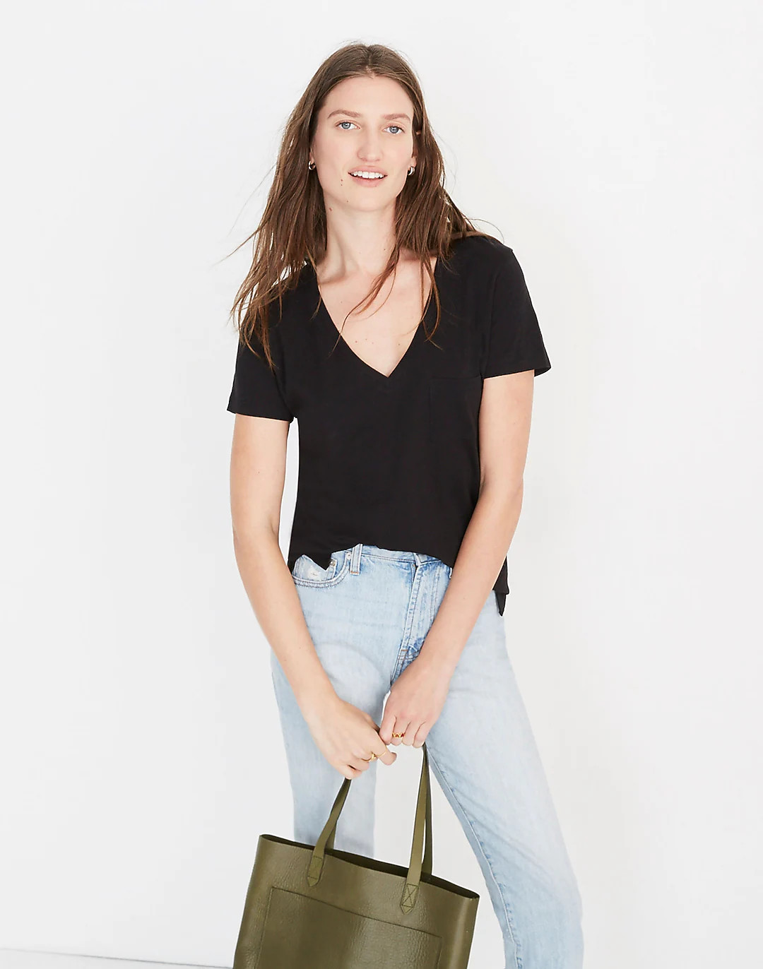 Whisper Cotton V-Neck Pocket Tee | Madewell