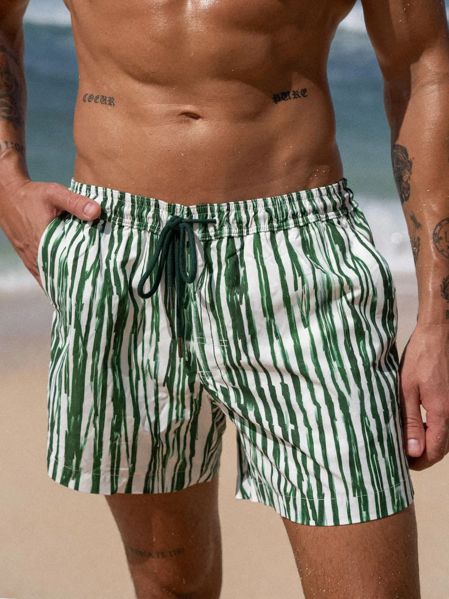 Hapnix - The Green Rift Men's 5 Swim Trunks & Reviews - Green - Sustainable Men's Beach Shorts | ... | BERLOOK