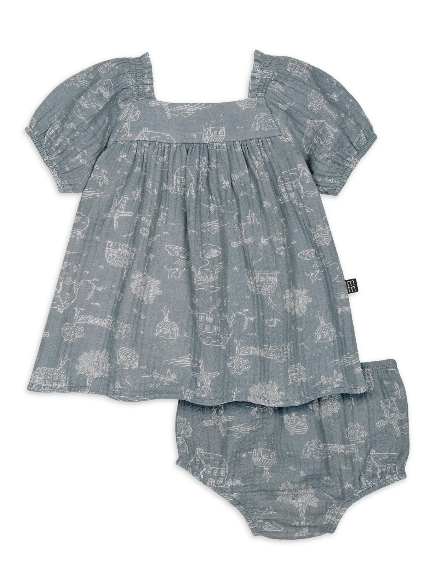 Modern Moments by Gerber Baby Girl Ruffle Sleeve Dress and Diaper Cover, Sizes 0/3 Months - 24 Mo... | Walmart (US)