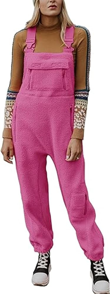 SOMTHRON Women's Winter Fleece Overalls Loose Bib Pants Adjustable Strap Sleeveless Fuzzy Warm Ju... | Amazon (CA)