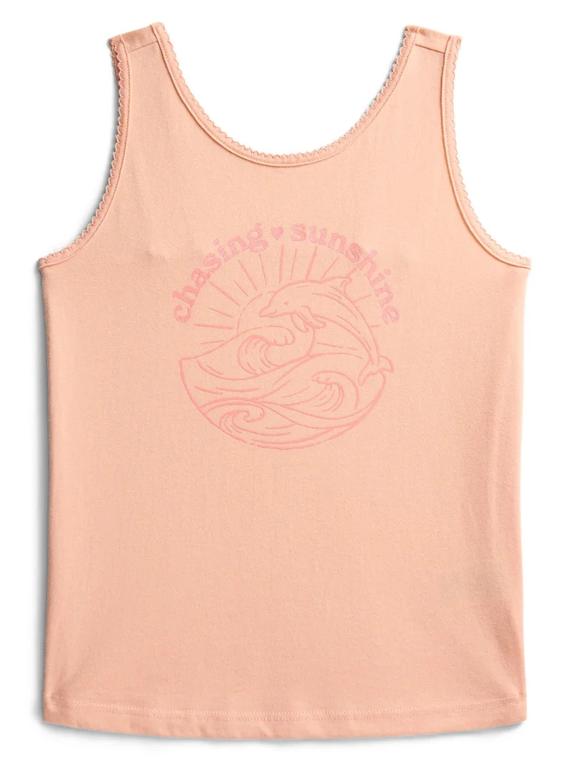 Wonder Nation Little Girls' Graphic Tank Top with Scalloped Trim, Sizes 4-10 | Walmart (US)