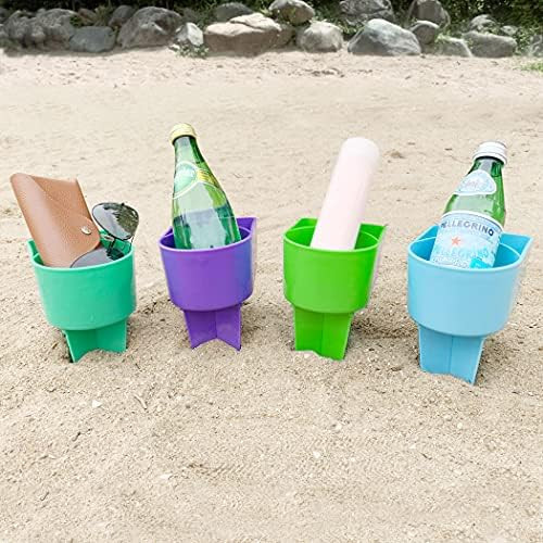 Home Queen Beach Cup Holder with Pocket, Multi-Functional Sand Cup Holder for Beverage Phone Sunglas | Amazon (US)