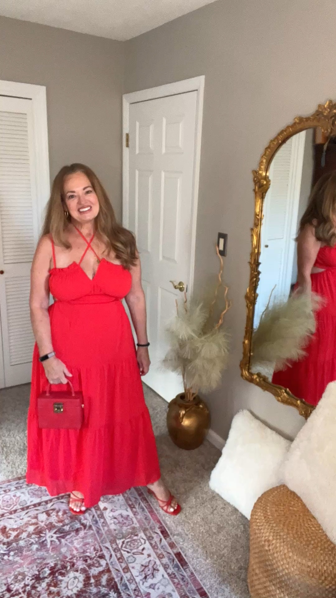 Red strappy chiffon maxi dress. Special occasion 

#LTKMidsize #LTKWedding #LTKFestival