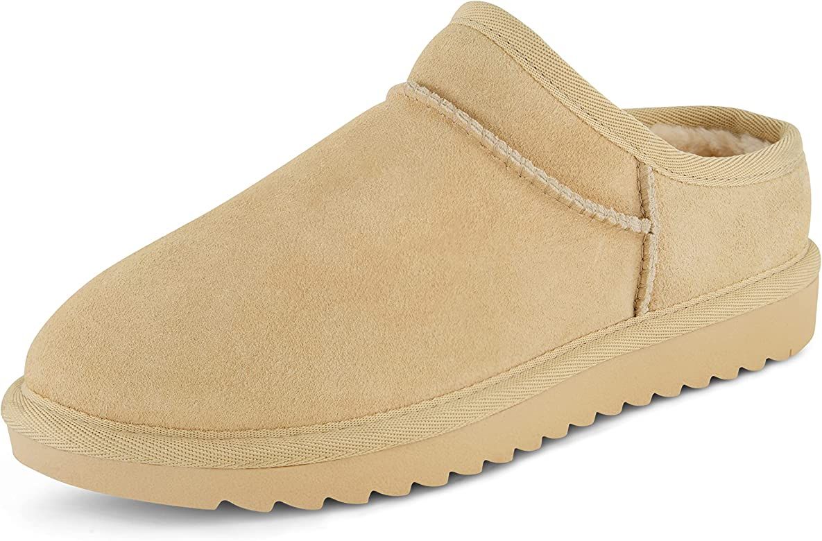 CUSHIONAIRE Women's Hilo Faux Shearling Genuine Suede cozy mule slippers +Memory Foam | Amazon (US)