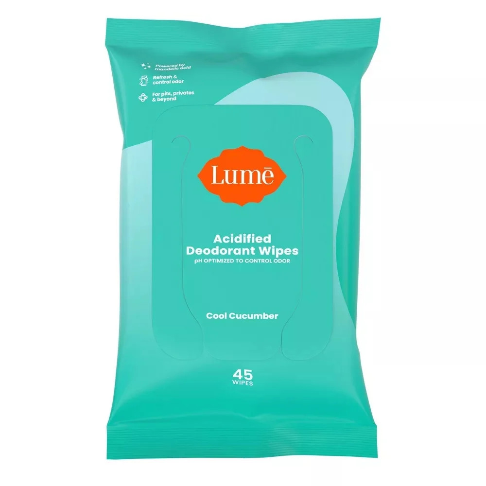 Lume Natural Deodorant Wipes, Flushable Body and Underarm Cleansing Wipes, 45 Count | Walmart (US)
