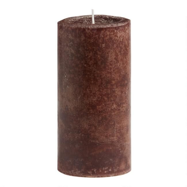 3x6 Tobacco Flower & Tonka Mottled Pillar Scented Candle | World Market