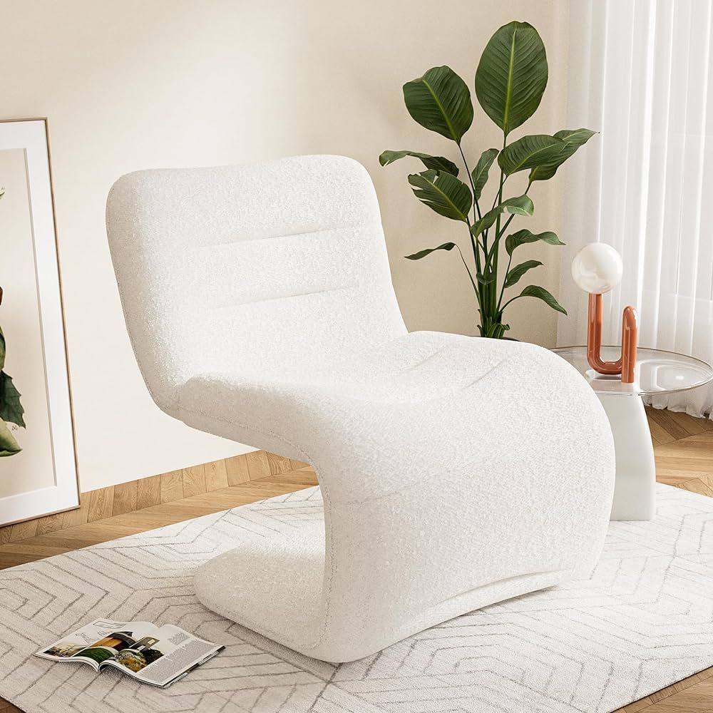 OUYESSIR Comfy Bedroom Chair with Back Support, Modern Soft Furry Reading Chair, Armless Upholste... | Amazon (US)