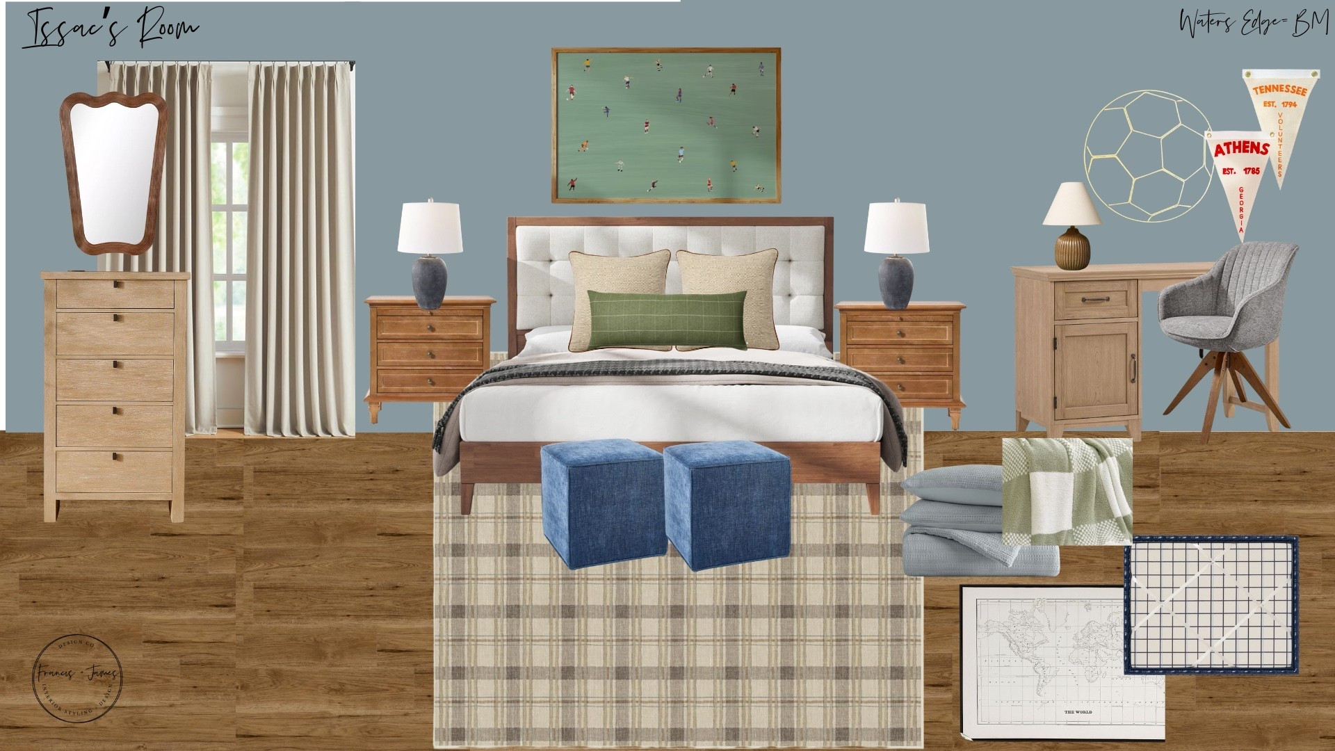 Boy bedroom, teen bedroom, school aged boy bedroom, green bedroom, plaid rug, boy room, toddler bedroom, bedroom for kids, ottomans, atlas map, dresser, end tables, nightstand, duvet cover, kids bedroom, navy lamps 

#LTKmomlife #LTKHome #LTKKids