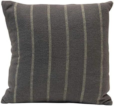 Creative Co-Op Brushed Cotton Striped, Grey & Blue Pillow, 1 Count (Pack of 1) | Amazon (US)
