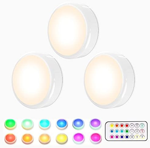 Puck Lights with Remote, HELPLEX 16 Colors Changeable LED Push Lights Battery Operated New Upgrad... | Amazon (US)
