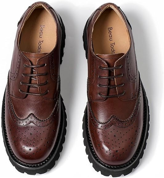 BEAU TODAY Platform Oxfords for Women, Oxford Shoes for Women, Chunky Leather Lace Up Oxford Shoe... | Amazon (US)