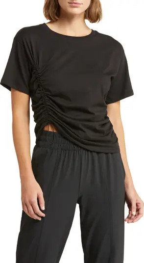Adjustable Ruched Pima Cotton T-Shirt | Nordstrom
