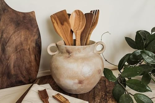 Rustic Utensil Holder, Vintage Handle Ceramic Vase, Kitchen Crock, Nordic Style Vase, Housewarmin... | Amazon (US)
